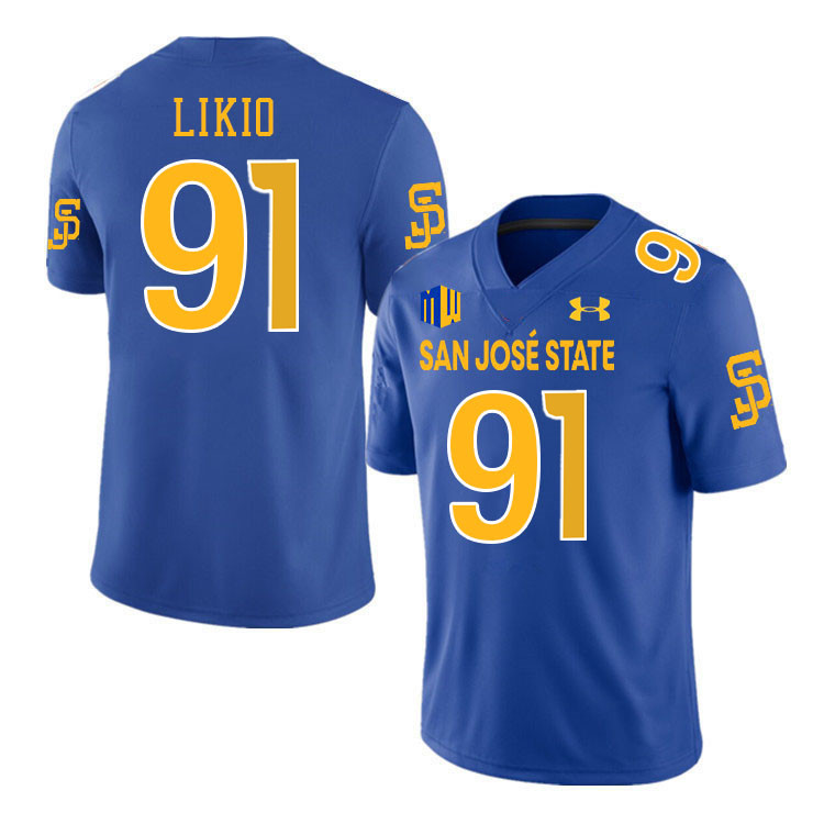 San Jose State Spartans #91 Quincy Likio College Football Jerseys,Uniforms-Royal